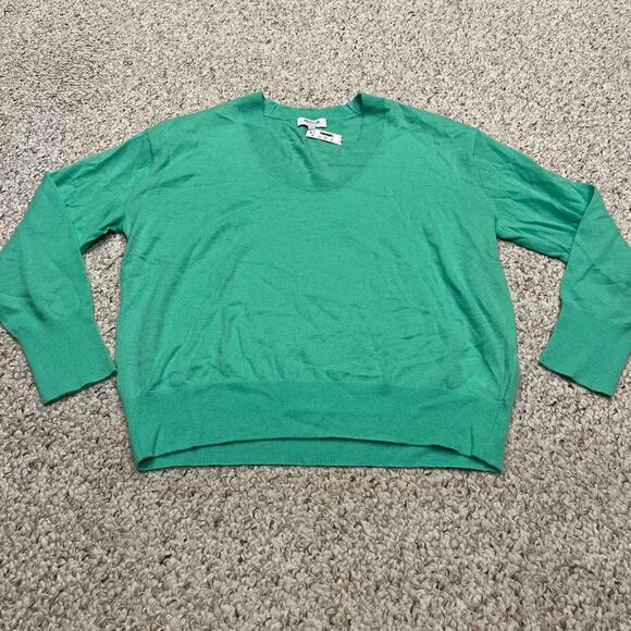 NWT Madewell Cashmere U Neck Pullover Sweater Sz S Bright Lime Quiet Luxury - Picture 1 of 6